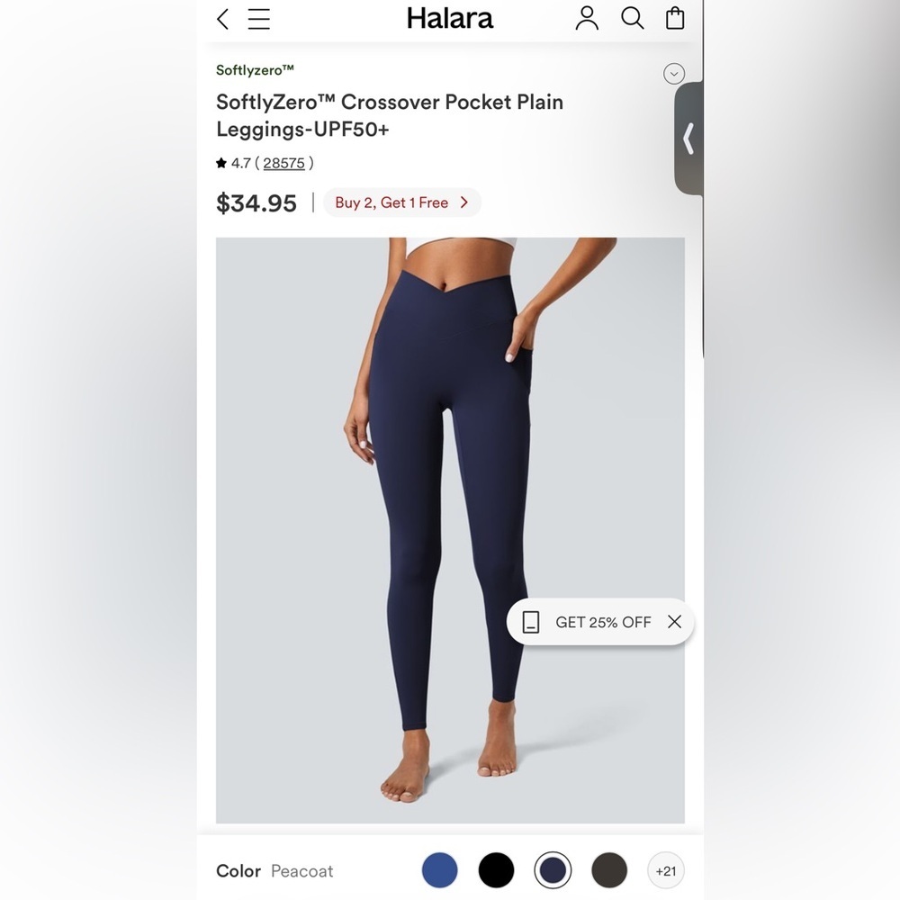 Halara Navy Legging SoftlyZero Crossover Pocket  NWT MSRP $35